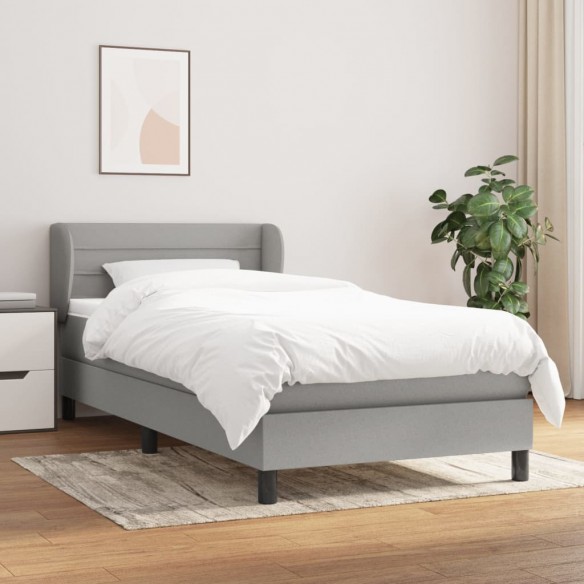 Lit avec matelas Gris clair 90x200 cm Tissu