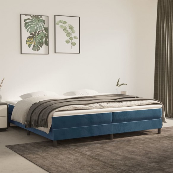 Lit Bleu foncé 200x200 cm Velours
