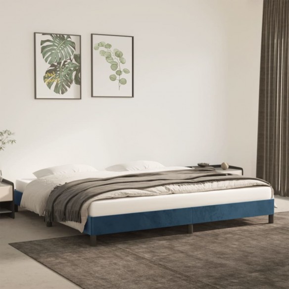 Lit Bleu foncé 200x200 cm Velours