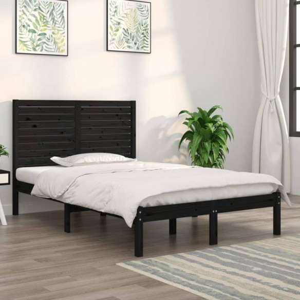 Lit Noir Bois massif 140x190 cm
