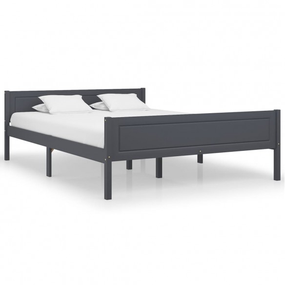 Lit Bois de pin massif Gris 160x200 cm
