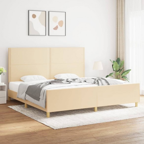 Lit avec tête de lit Crème 200 x 200 cm Tissu