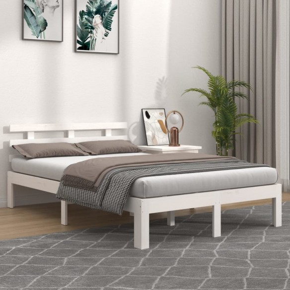 Lit Blanc Bois massif 160x200 cm