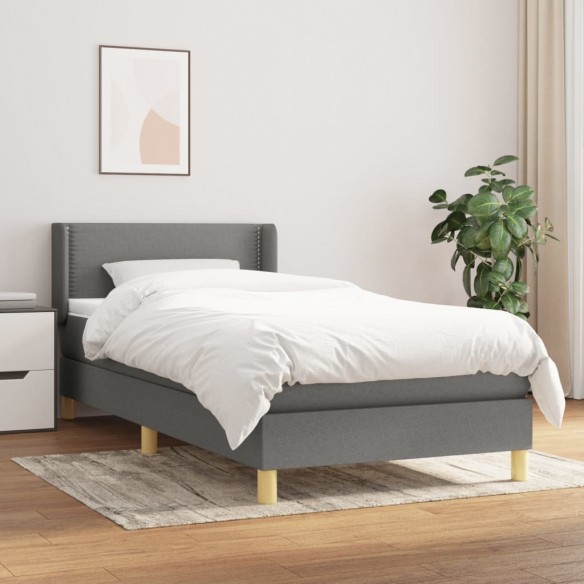Lit avec matelas Gris foncé 90x200 cm Tissu