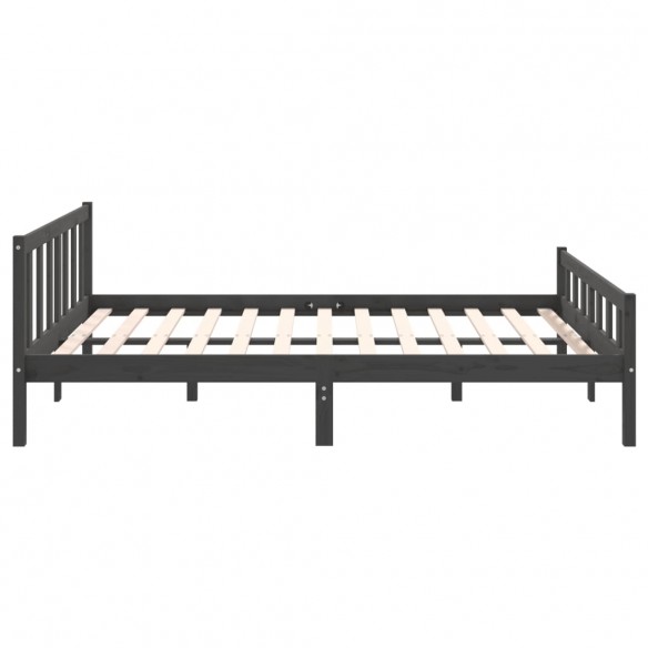 Lit Gris Bois massif 150x200 cm Très grand