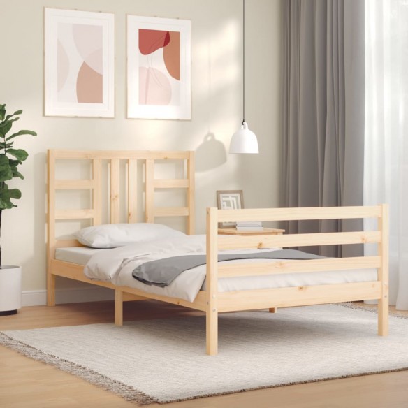Lit avec tête de lit 90x200 cm bois massif