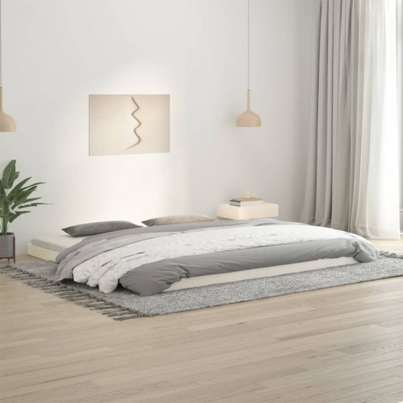 Lit blanc 200x200 cm bois de pin massif
