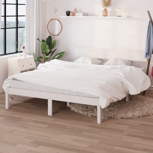 Lit Blanc Bois de pin massif 135x190 cm UK double