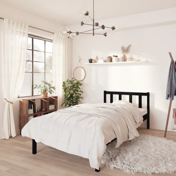 Lit Noir Bois de pin massif 90x190 cm Simple