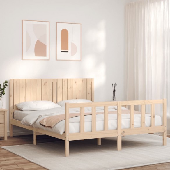 Lit avec tête de lit 160x200 cm bois massif