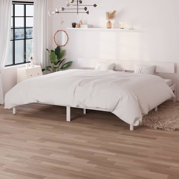 Lit Blanc Bois de pin massif 200x200 cm