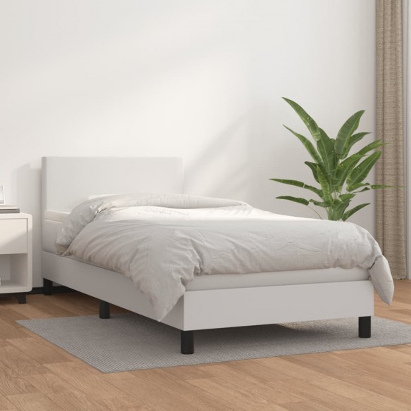 Lit avec matelas Blanc 90x190 cm Similicuir