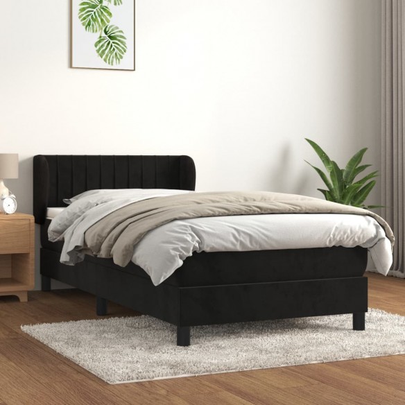 Lit avec matelas Noir 90x200 cm Velours