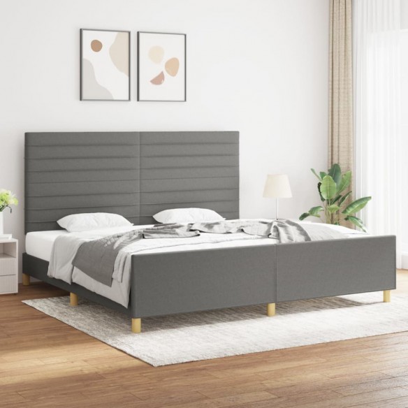 Lit avec tête de lit Gris foncé 200x200 cm Tissu
