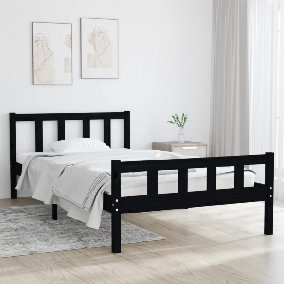 Lit Noir Bois massif 100x200 cm