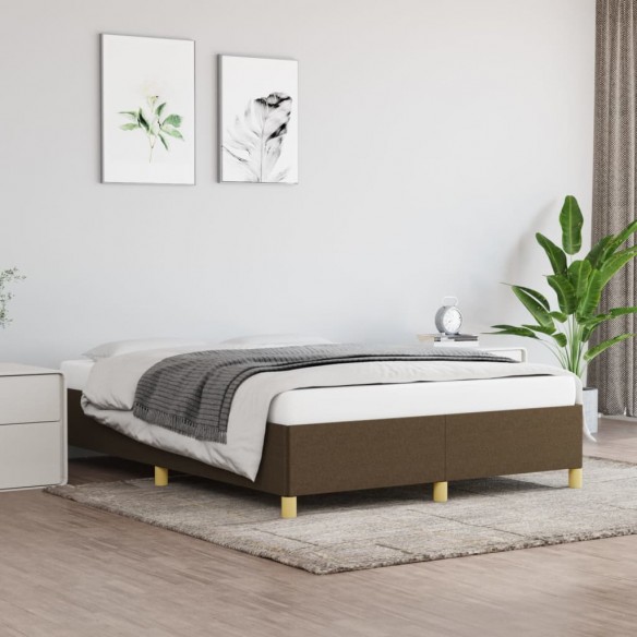 Lit Marron foncé 140x190 cm Tissu
