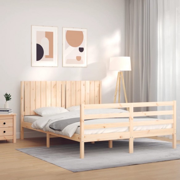 Lit avec tête de lit 160x200 cm bois massif