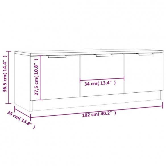 Meuble TV Chêne marron 102x35x36,5 cm 