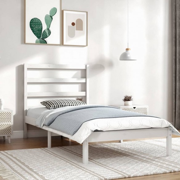 Lit Blanc Bois de pin massif 90x200 cm