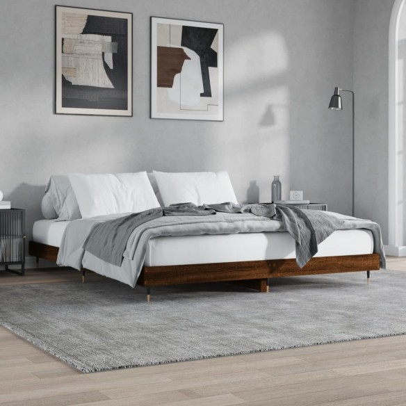 Lit chêne marron 180x200 cm bois d'ingénierie