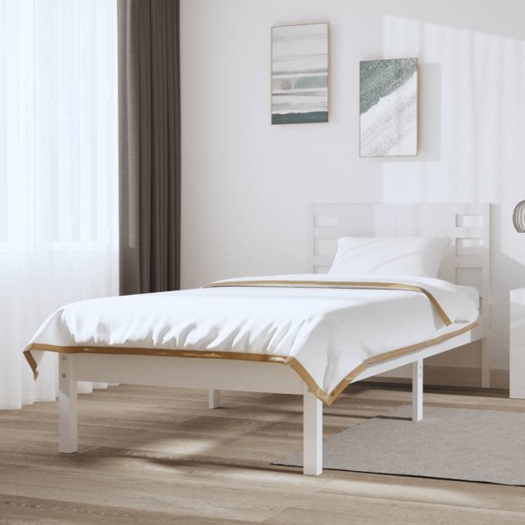 Lit Blanc Bois de pin massif 100x200 cm