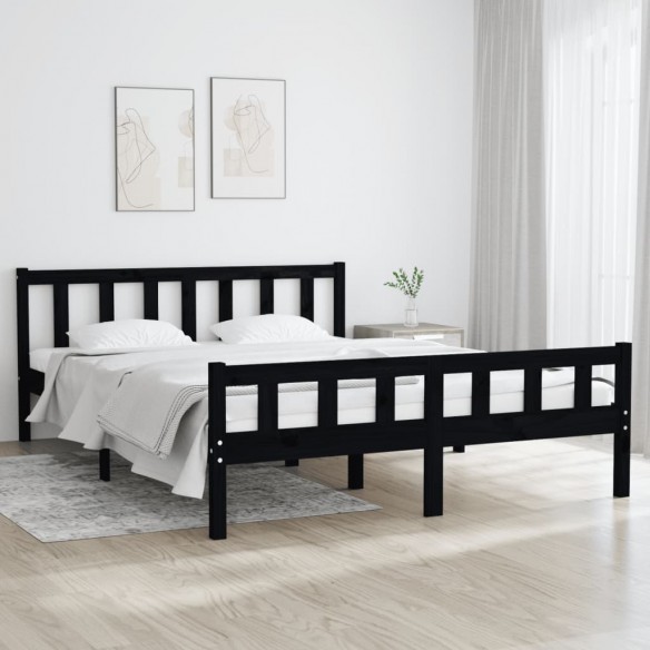 Lit Noir Bois massif 120x200 cm