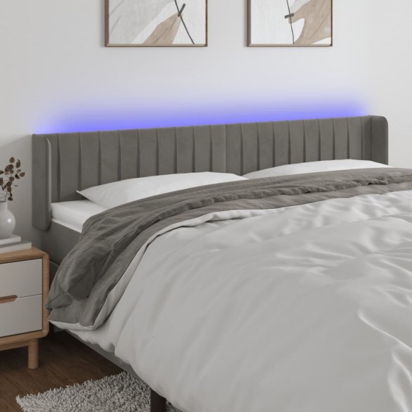 Tête de lit à LED Gris clair 203x16x78/88 cm Velours