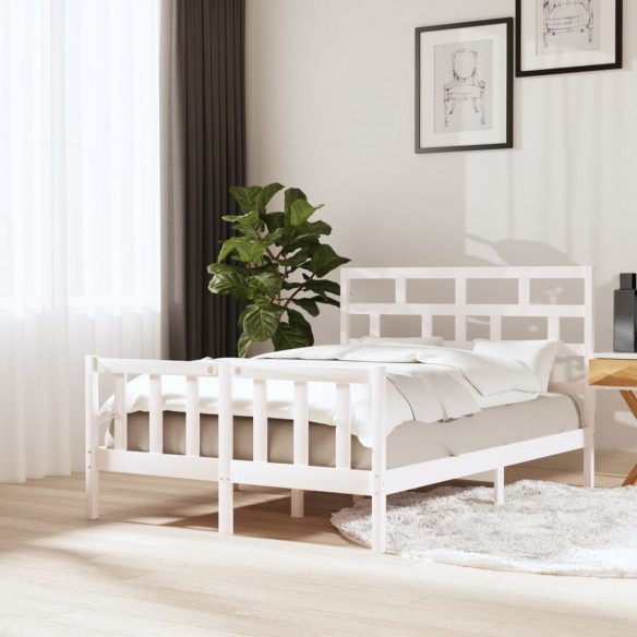 Lit Blanc Bois de pin massif 120x200 cm