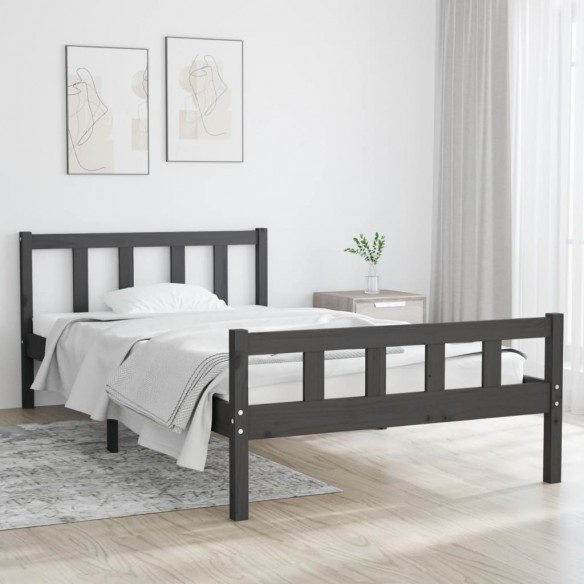Lit Gris Bois massif 100x200 cm