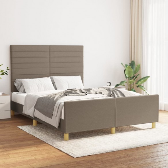 Lit avec tête de lit Taupe 140x200 cm Tissu