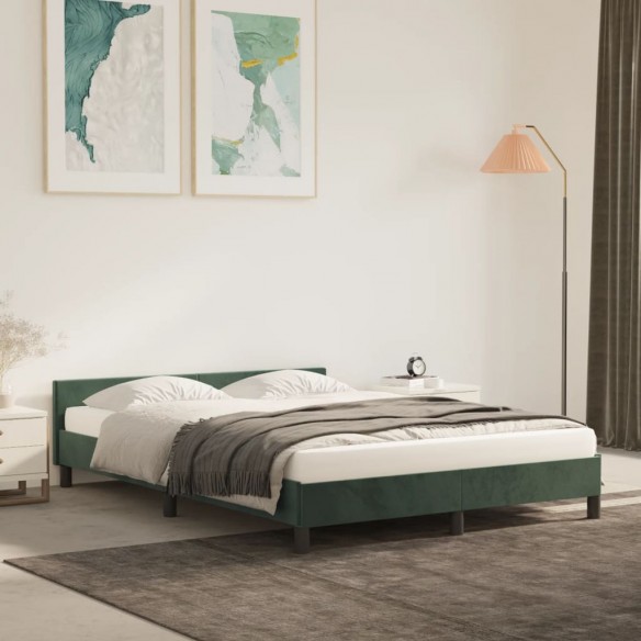 Lit avec tête de lit Vert foncé 140x200 cm Velours
