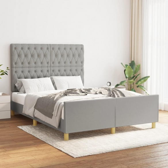 Lit avec tête de lit Gris clair 140x190 cm Tissu