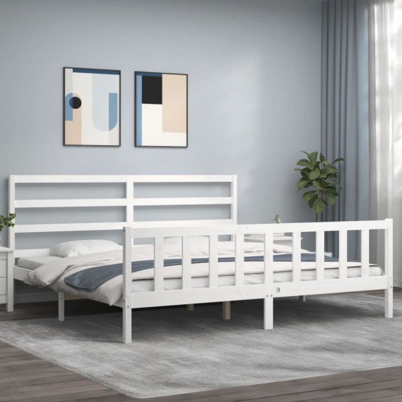 Lit avec tête de lit blanc 180x200 cm bois massif