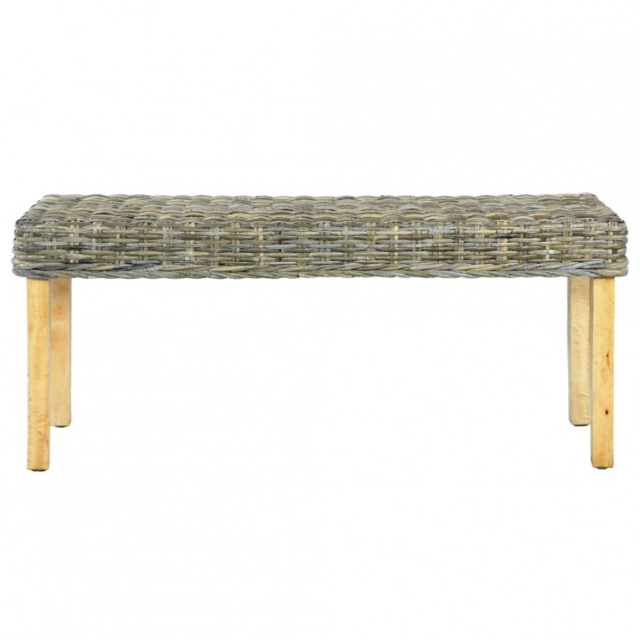 Banc 110 cm Rotin naturel kubu et bois de manguier massif