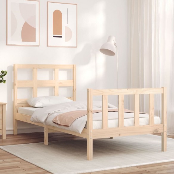 Lit avec tête de lit 90x200 cm bois massif