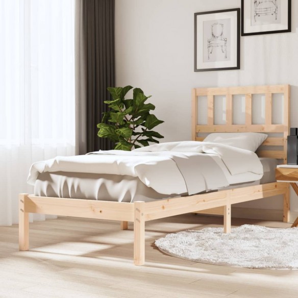 Lit 75x190 cm petit simple bois massif de pin
