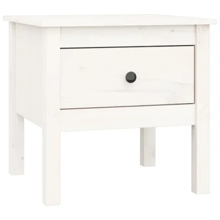 Table d'appoint Blanc 50x50x49 cm Bois massif de pin 2