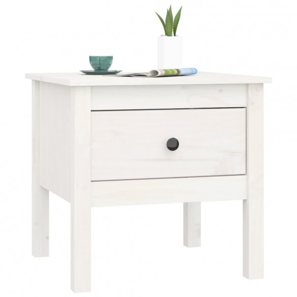 Table d'appoint Blanc 50x50x49 cm Bois massif de pin Table d'appoint Blanc 50x50x49 cm Bois massif de pin