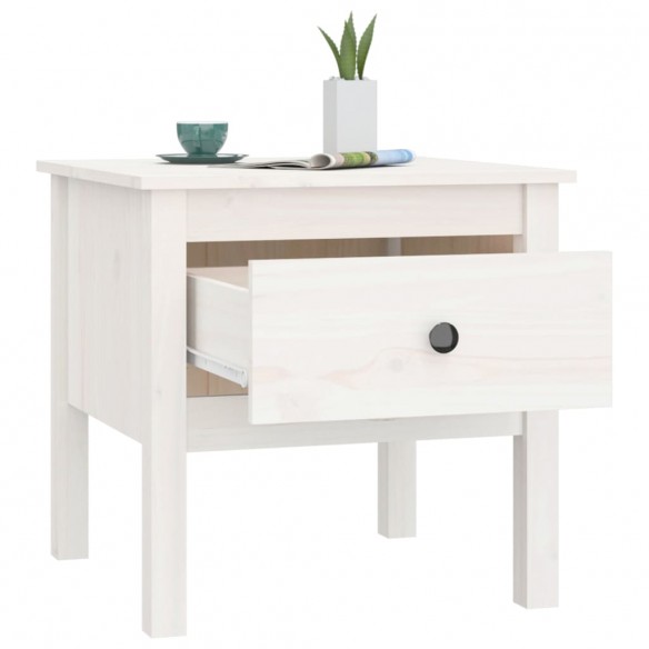 Table d'appoint Blanc 50x50x49 cm Bois massif de pin Table d'appoint Blanc 50x50x49 cm Bois massif de pin