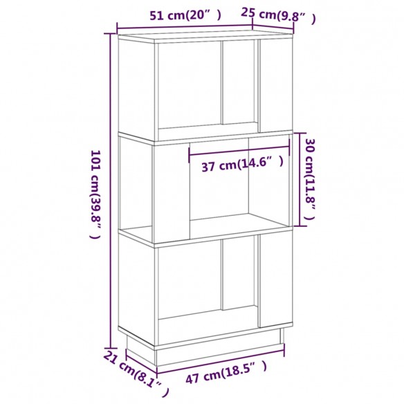 Bibliothèque/Séparateur de pièce Blanc 51x25x101 cm Pin solide