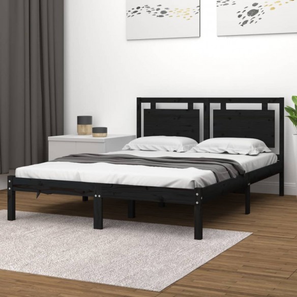 Lit Noir Bois massif 120x190 cm Petit Double