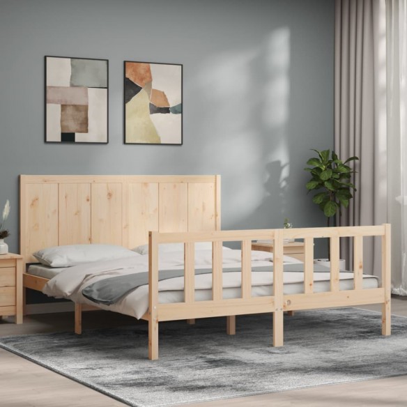 Lit avec tête de lit 160x200 cm bois massif