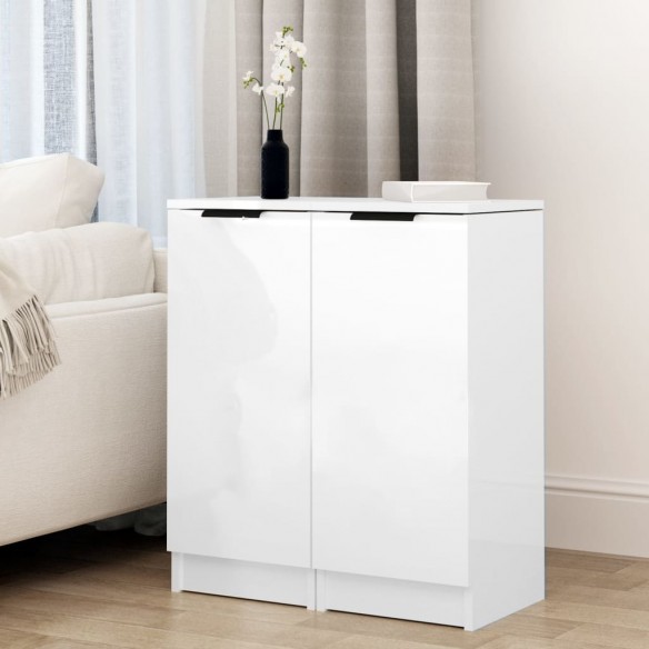 Buffets 2 pcs Blanc brillant 30x30x70 cm 