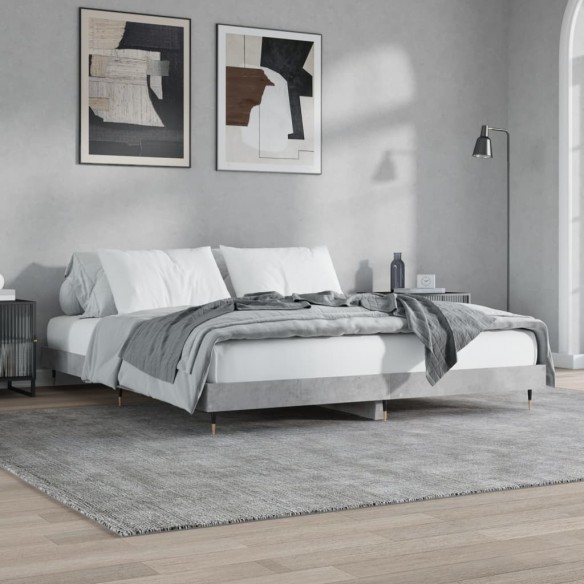 Lit gris béton 200x200 cm bois d'ingénierie