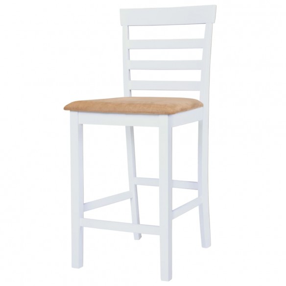Table et chaises de bar 3 pcs Bois massif Marron et blanc