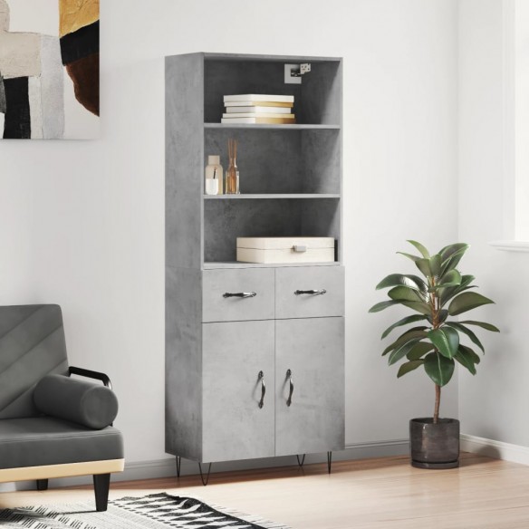 Buffet haut Gris béton 69,5x34x180 cm 