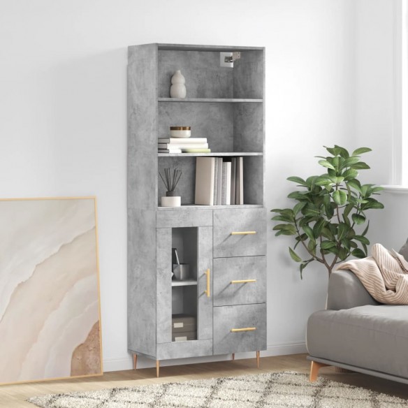Buffet haut Gris béton 69,5x34x180 cm 
