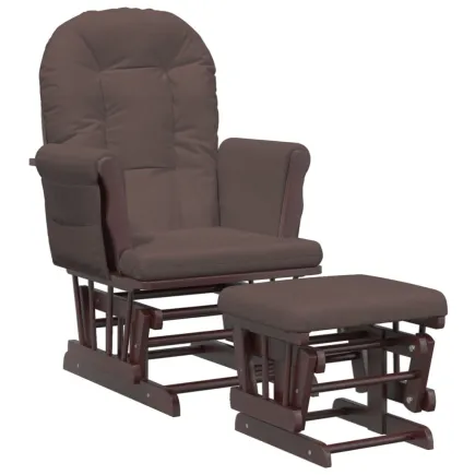 Chaise berçante avec repose-pied Marron Tissu 2