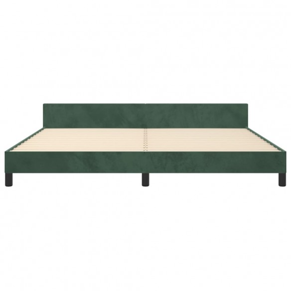 Lit avec tête de lit Vert foncé 200x200 cm Velours