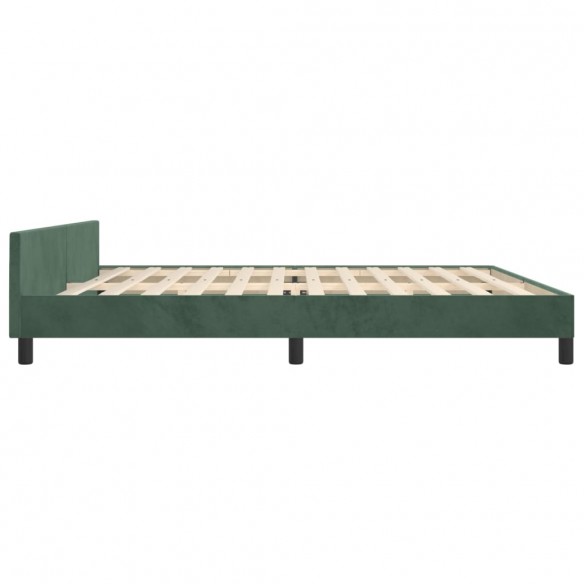 Lit avec tête de lit Vert foncé 200x200 cm Velours